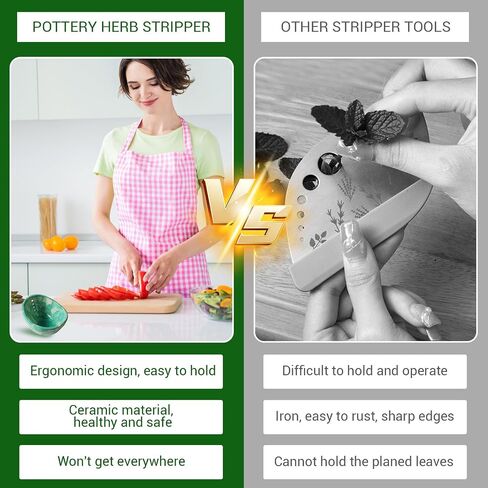 Pottery Herb Stripper Bowl, Herb Stripper Tool, Kitchen Herb Stripping Tool with Various Hole Sizes for Leaf Removal, Herb Stripping Bowl for Kale, Thyme, Basil, Rosemary Stripper (White Glaze) in Saudi Arabia