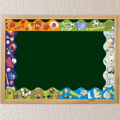 Ceiba Tree Sports Bulletin Board Borders Trims 3 Rolls 2.25 in X 36ft Football Baseball Basketball Soccer Tennis Volleyball Sport Balls Classroom School Decor Decorations Teacher Supplies in Kuwait
