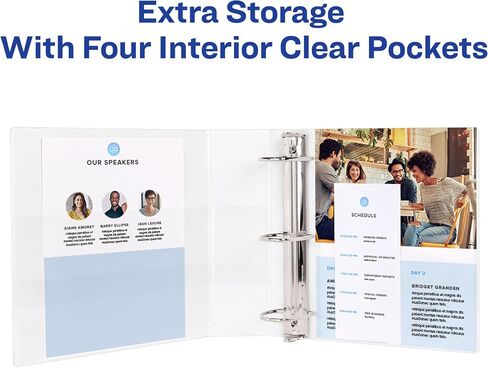 AVERY DANENT CLEAR View 3 RING Binders ، حلقات الموثق 3 بوصة ، 4 علامات بيضاء (09203) in Saudi Arabia