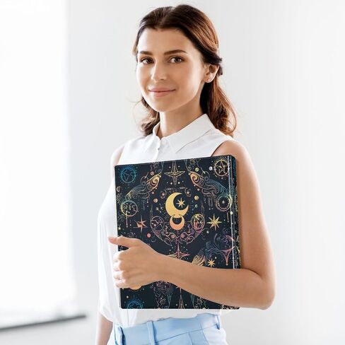 Alaza Moon Stars Alchemy Witch 3 Ring Binder 1.5 بوصة ثلاثة مجمعات مكتب رنين مع الحافظة و 3 جيوب ، عقد 200 ورقة ، 1pc in Kuwait