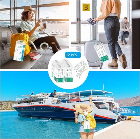 8 Pcs Cruise Luggage Tags Holders, Clear Cruise Luggage Bag Tags with Zip Seal & Steel Loops Reusable, for Cruise Ships, ID Badge, Cruise Travel Accessories in Kuwait