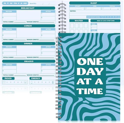 8.3 x 5.8 Inches Diabetes Log Book with Food & Blood Sugar Journal One Day at a Time A5 Spiral Bound Log Book 60 Days Track for Types 1 & 2 Diabetics in Saudi Arabia