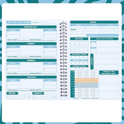8.3 x 5.8 Inches Diabetes Log Book with Food & Blood Sugar Journal One Day at a Time A5 Spiral Bound Log Book 60 Days Track for Types 1 & 2 Diabetics in Saudi Arabia