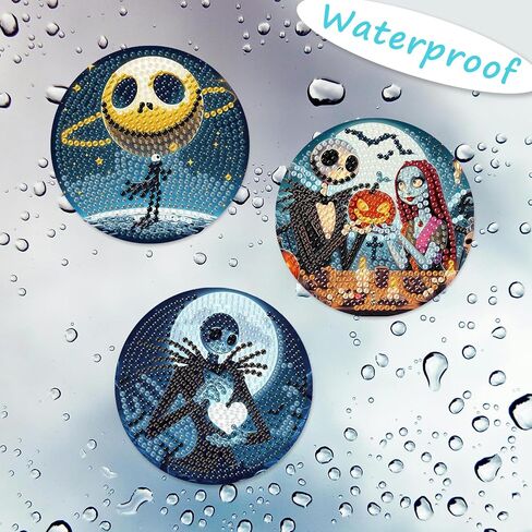 8 Pcs Halloween Diamond Painting Coasters Kits for Adults Beginners, DIY Horror Skull Diamond Art Coasters with Holder, Full Drill Rhinestone Painting Coaster Kits for Supplies Gifts 4X4 Inch. in Kuwait