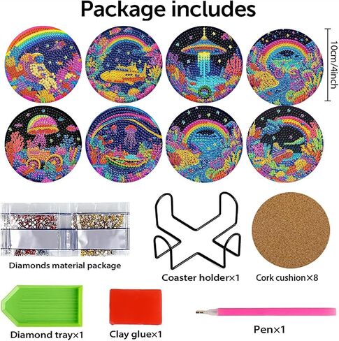 8 Pcs Halloween Diamond Painting Coasters Kits for Adults Beginners, DIY Horror Skull Diamond Art Coasters with Holder, Full Drill Rhinestone Painting Coaster Kits for Supplies Gifts 4X4 Inch. in Kuwait