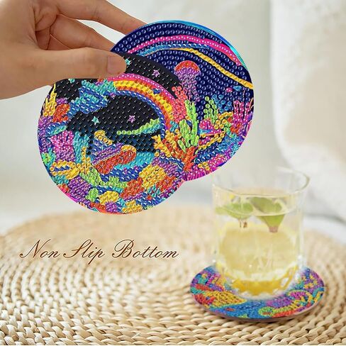 8 Pcs Halloween Diamond Painting Coasters Kits for Adults Beginners, DIY Horror Skull Diamond Art Coasters with Holder, Full Drill Rhinestone Painting Coaster Kits for Supplies Gifts 4X4 Inch. in Kuwait