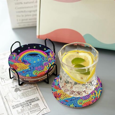 8 Pcs Halloween Diamond Painting Coasters Kits for Adults Beginners, DIY Horror Skull Diamond Art Coasters with Holder, Full Drill Rhinestone Painting Coaster Kits for Supplies Gifts 4X4 Inch. in Kuwait