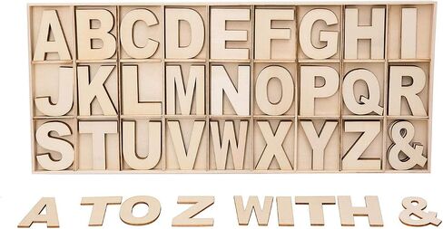 FROSTDONKEY 162 Pieces 2 Inch Unfinished Wooden Craft Letters with Storage Tray, 2 in Small Wooden Alphabet Letters for Crafts, Wall Decor, DIY, Learning ABCs, 6pcs for Each in Saudi Arabia