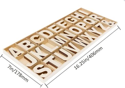 FROSTDONKEY 162 Pieces 2 Inch Unfinished Wooden Craft Letters with Storage Tray, 2 in Small Wooden Alphabet Letters for Crafts, Wall Decor, DIY, Learning ABCs, 6pcs for Each in Saudi Arabia