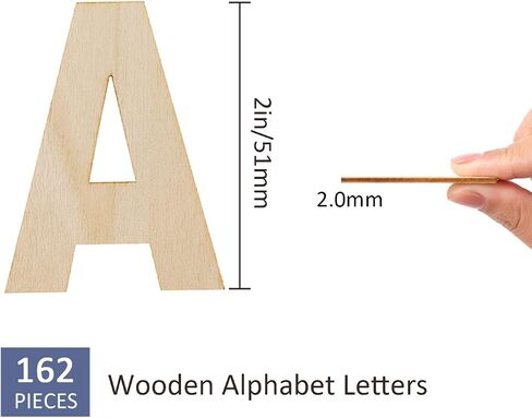 FROSTDONKEY 162 Pieces 2 Inch Unfinished Wooden Craft Letters with Storage Tray, 2 in Small Wooden Alphabet Letters for Crafts, Wall Decor, DIY, Learning ABCs, 6pcs for Each in Saudi Arabia