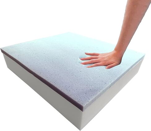 Foamma 5" x 18" x 22" Cooling Gel-Infused Memory Foam Cushion, High Density Foam Base, Medium Firm, Seat Replacement, Padding, Chair Cushion Square Foam, Dining Chairs, Wheelchair Cushion Replacement in Kuwait