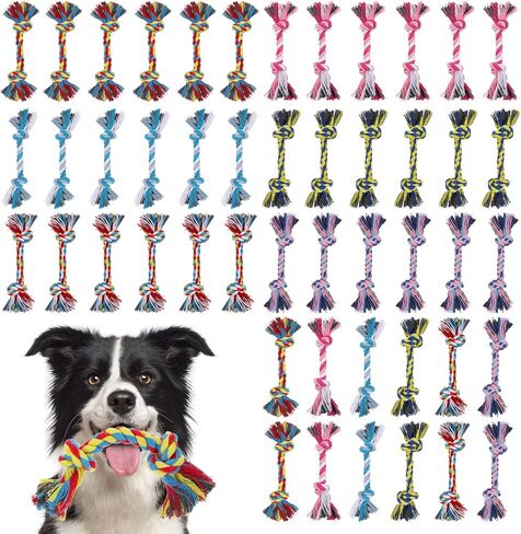 48 PCS Dog Toys Bulk But ropes Dental Cotton Puppy Toys Dog Puppy Buppy Toys 2 Knot Tug Of War Toy for Agrection Chewers Small and Medium Dogs (7.1 Inch) in Saudi Arabia