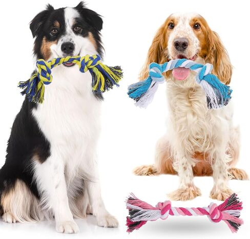 48 PCS Dog Toys Bulk But ropes Dental Cotton Puppy Toys Dog Puppy Buppy Toys 2 Knot Tug Of War Toy for Agrection Chewers Small and Medium Dogs (7.1 Inch) in Saudi Arabia