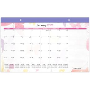 AT-A-GLANCE® Watercolors 2026 Monthly Desk Pad Calendar, Compact, 17 3/4" x 11" in Saudi Arabia