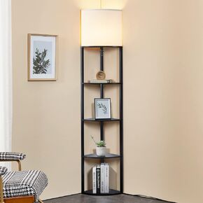 ATAMIN Corner Floor Lamp with Shelves – Tall Corner Lamp with Pull Chain Switch – Modern Floor Lamp for Living Room, Bedroom, or Office Alvis Edge in Saudi Arabia