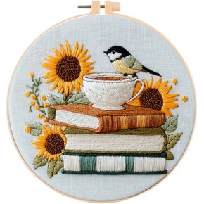 Huacan Flowers Embroidery Kit for Beginners Stamped Books and Flowers Pattern Cross Stitch Kit with Instructions in Kuwait