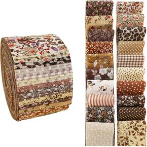 Fantomon Jelly Roll Fabric 40 Strip Strip String Backt Cotton Cotton Strips 2.5 "× 40" في مطبوعات زهرية ومحايدة للخياطة ، بطانية ، سجادة ، خليط (نغمات الأرض الدافئة) in Kuwait