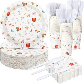 300 Pcs Farm Animal Birthday Party Decoration, Farm Animal Plates and Napkins Cups Serves 50 Guests, Disposable Farms Themed Dinnerware for Baby Shower Wedding Birthday Party Supplies in Kuwait