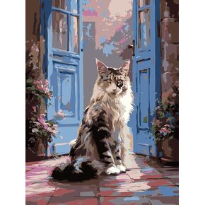 PSENIW Paint by Numbers Kit for Adults Beginners and Starry Night,Cat Color by Numbers for Adults,DIY Acrylic Watercolor Oil Painting,Number Painting Suitable for Home Wall Decoration (16x20 in) in Saudi Arabia