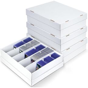 4 Pack Trading Card Storage Box - Holds 800 Top Loaders & 220 One Touch - Cardboard Case with Dividers for Sport Cards (5 Rows) in Kuwait