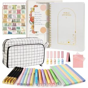 Bible Study Kit - Bible Journaling Supplies Kit for Women - Christian Gifts for Women - Highlighters and Pens with Aesthetic Bibles Journal Notebook - Bibles Accessories Annotation Kits in Kuwait