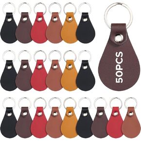 Omtech 100pc مجموعة مفاتيح PU Multicolor Pu ، حرفة جلدية DIY ، فراغات مفاتيح قابلة للتخصيص مع RIVES وحلقات المفاتيح ، والجنسين البالغين ، فتح الإبداع لا نهاية له in Kuwait