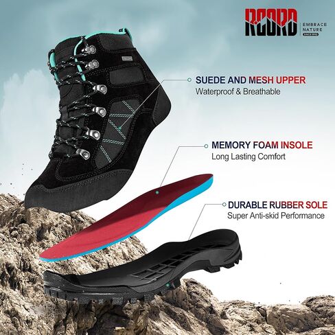 R CORD Hiking Boots Women Waterproof Ankle Support Womens Hiking Boots Backpacking Boots Breathable Non-slip Durable Boots for Outdoors in Kuwait