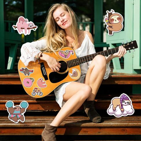 100pcs Cute Sloth Stickers Pack for Water Bottle, Decals Vinyl Sticker for Hydroflask Laptop Computer Bike Helmet Notebook Phone, Sloth Gifts for Lovers in Saudi Arabia