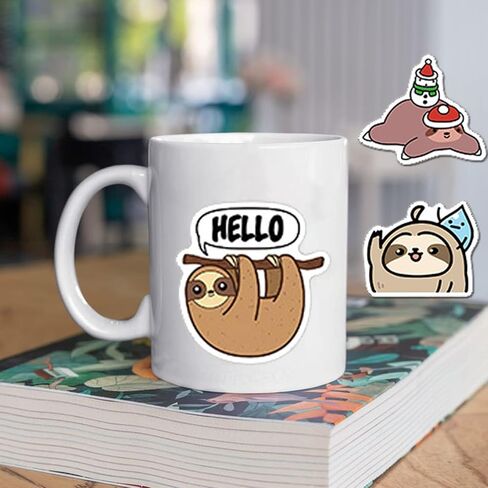 100pcs Cute Sloth Stickers Pack for Water Bottle, Decals Vinyl Sticker for Hydroflask Laptop Computer Bike Helmet Notebook Phone, Sloth Gifts for Lovers in Saudi Arabia