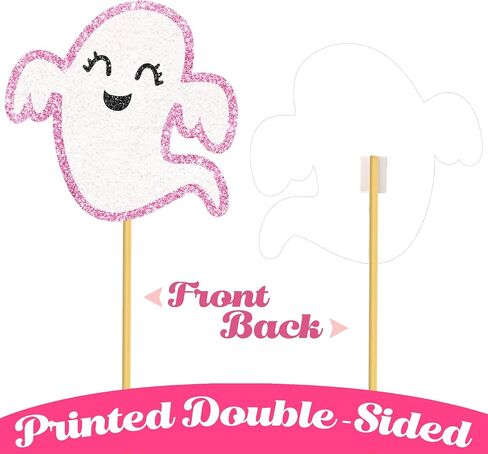Glitter Pink Ghost Countpiece Sticks 12pcs Halloween Ghost Party Decorations Ghost Table Topper Halloween Boo Table Decorations for Gender Canner Party Supplies in Saudi Arabia