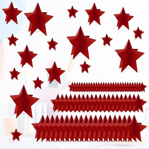 70 PCS Red Star Centerp قطع لفيلم Night Party Decorations 3D 2025 تخرج Table Decor 3 أحجام 8 "5" 3 " in Kuwait