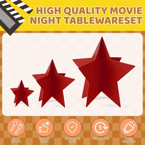 70 PCS Red Star Centerp قطع لفيلم Night Party Decorations 3D 2025 تخرج Table Decor 3 أحجام 8 "5" 3 " in Kuwait