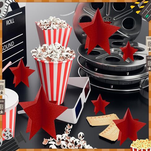 70 PCS Red Star Centerp قطع لفيلم Night Party Decorations 3D 2025 تخرج Table Decor 3 أحجام 8 "5" 3 " in Kuwait