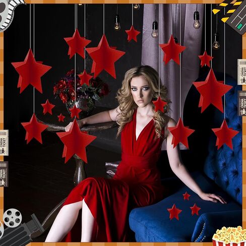 70 PCS Red Star Centerp قطع لفيلم Night Party Decorations 3D 2025 تخرج Table Decor 3 أحجام 8 "5" 3 " in Kuwait