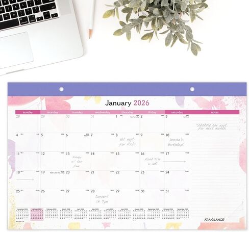 AT-A-Glance® Watercolors 2026 تقويم لوحة المكتب الشهري ، Compact ، 17 3/4 "× 11" in Saudi Arabia