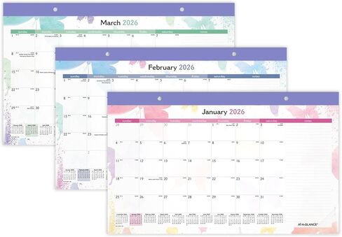AT-A-Glance® Watercolors 2026 تقويم لوحة المكتب الشهري ، Compact ، 17 3/4 "× 11" in Saudi Arabia