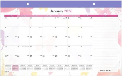 AT-A-Glance® Watercolors 2026 تقويم لوحة المكتب الشهري ، Compact ، 17 3/4 "× 11" in Saudi Arabia