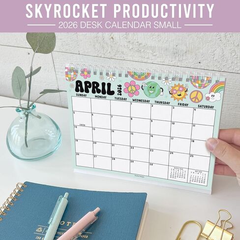 Small Desk Calendar 2026-2027 - Standing Flip Desk Calendars 2026, 18 Months Stand Up Calendars from Jan 2026 to June 2027, Retro Desktop Calendar Planner for Home, School, Office in Saudi Arabia