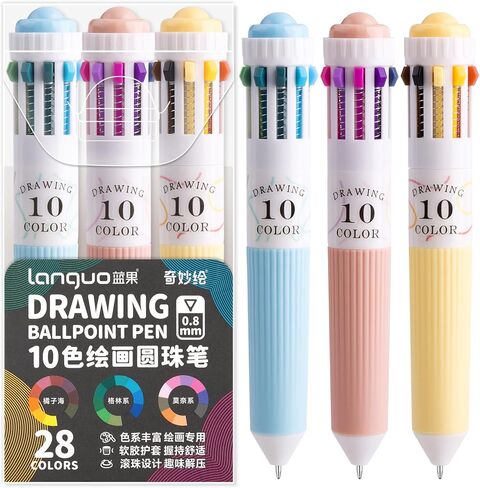 3 أقلام بارك متعددة الألوان ، قلم نقطة بلون 10 في 1 ، 28 لونًا ، وكتابة ناعمة 0.8 ملم ، وأقلام نقطة السحب لطلاب المدارس المكتبية للأطفال in Kuwait