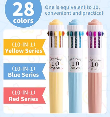 3 أقلام بارك متعددة الألوان ، قلم نقطة بلون 10 في 1 ، 28 لونًا ، وكتابة ناعمة 0.8 ملم ، وأقلام نقطة السحب لطلاب المدارس المكتبية للأطفال in Kuwait