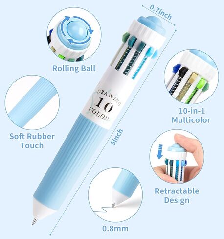 3 أقلام بارك متعددة الألوان ، قلم نقطة بلون 10 في 1 ، 28 لونًا ، وكتابة ناعمة 0.8 ملم ، وأقلام نقطة السحب لطلاب المدارس المكتبية للأطفال in Kuwait
