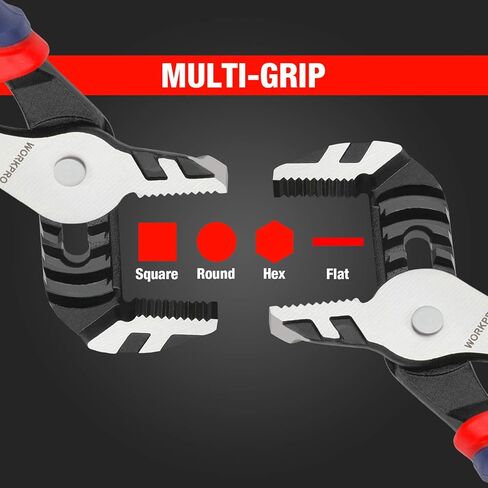 WORKPRO 2-Piece Groove Joint Pliers Set, 10 & 8 Inch Adjustable Water Pump Pliers, Straight Jaw Tongue and Groove Pliers in Kuwait