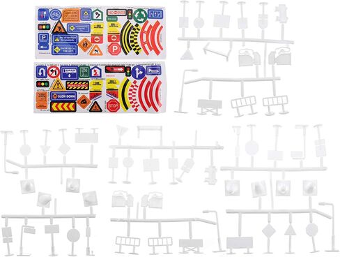 Traffic Signs for Kids: 56Pcs Mini Construction Signs Mini Traffic Cones Plastic Road Signal Models for DIY Model Building Educational Toys Learning in Saudi Arabia