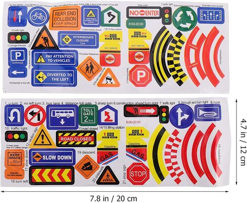 Traffic Signs for Kids: 56Pcs Mini Construction Signs Mini Traffic Cones Plastic Road Signal Models for DIY Model Building Educational Toys Learning in Saudi Arabia