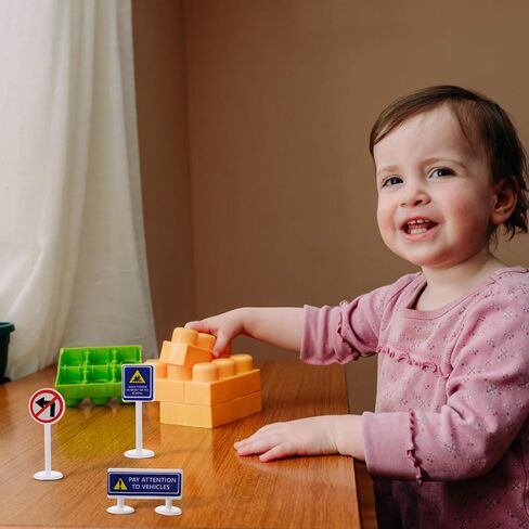 Traffic Signs for Kids: 56Pcs Mini Construction Signs Mini Traffic Cones Plastic Road Signal Models for DIY Model Building Educational Toys Learning in Saudi Arabia