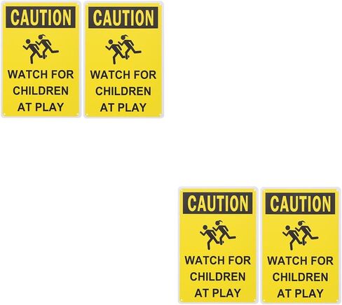 LOGOFUN 4PCS Children Playing Warning Sign Slow Drive Caution Safety Plate for Schools Parks Neighborhoods Outdoor Road Street Supplies in Saudi Arabia