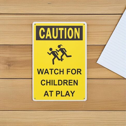 LOGOFUN 4PCS Children Playing Warning Sign Slow Drive Caution Safety Plate for Schools Parks Neighborhoods Outdoor Road Street Supplies in Saudi Arabia