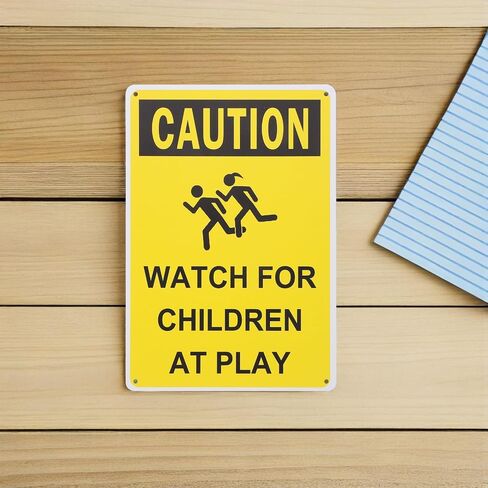 LOGOFUN 4PCS Children Playing Warning Sign Slow Drive Caution Safety Plate for Schools Parks Neighborhoods Outdoor Road Street Supplies in Saudi Arabia