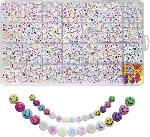 Black Alphabet Beads A-Z 1350+Pcs Letter Bead, Acrylic 4x7mm Round Digit Letter Beads Kits,Bracelets Necklaces DIY Jewelry Making Kits (Black,1350+PCS) in Kuwait