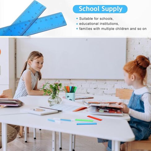 Zonon 200 PCS حكام البلاستيك بالجملة المرنة الحكام المستقيمين مع بوصة وسينتيمترات لليوم الأول من هدية المدرسة للطلاب الذين يعودون إلى لوازم المكاتب المدرسية (لون مشرق غير شفاف ، 6 بوصات) in Saudi Arabia